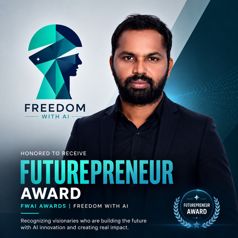 Futurepreneur Award certificate from Freedom With AI